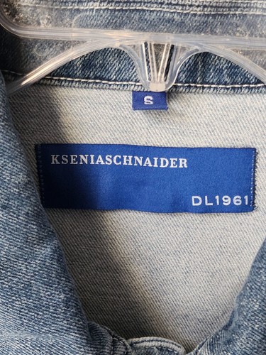 kseniaschnaider X DL1961 Giacca Donna Jeans Tilda Patchwork Blu Denim Taglia S - Foto 4 di 14