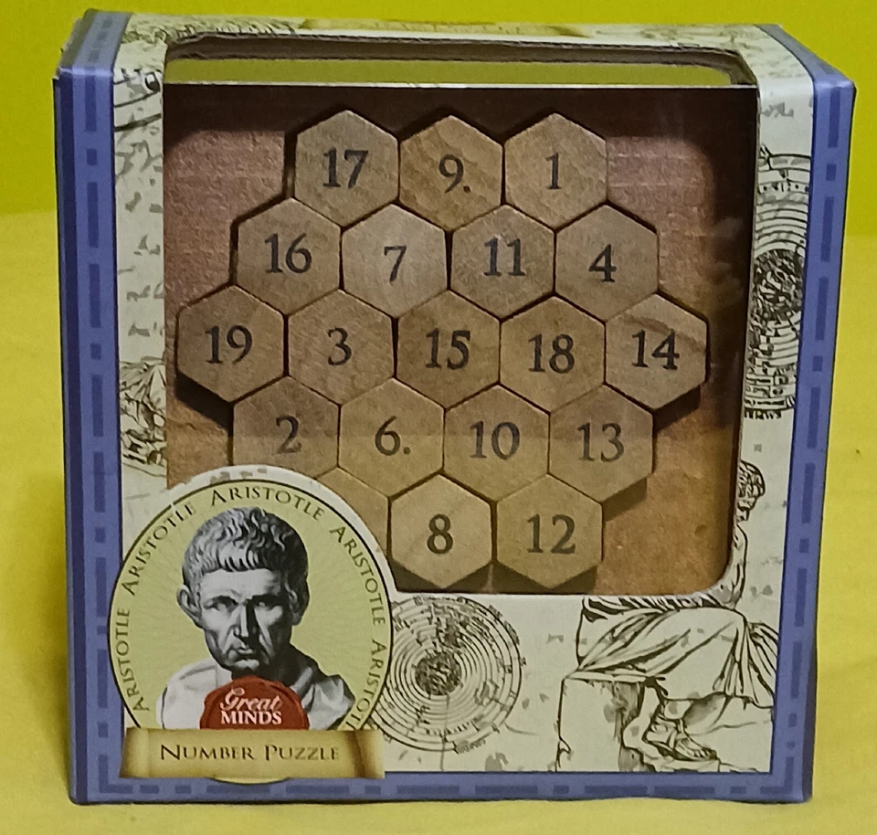 Brain Teaser Aristotle's Number Puzzle GREAT MINDS Classic Wooden Puzzle - Image 2 of 4