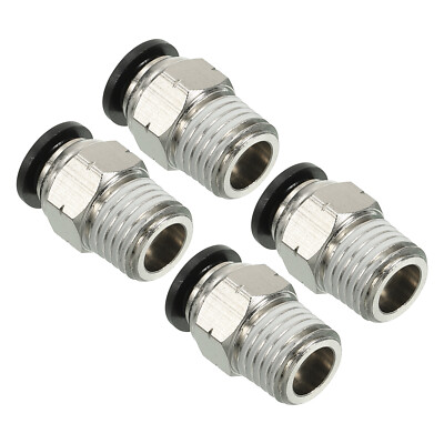 4Pcs Pneumatic Push to Connect Air Fittings 8mm x 1/4'' NPT Male Thread Silver