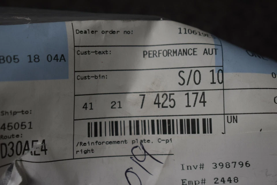 BMW 740I 2016-2019 placa de refuerzo pilar C fabricante de equipos originales Foto 4 de 4