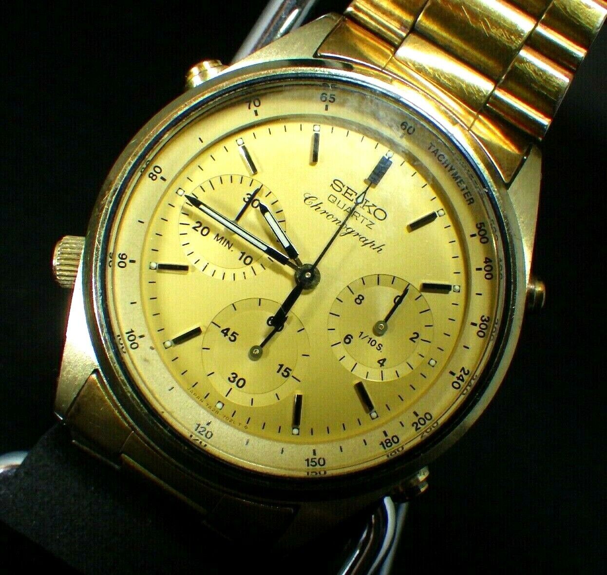 Rare* Vintage Seiko Quartz Chronograph Watch **Gold Color** 7A28-7029 #133d  | eBay