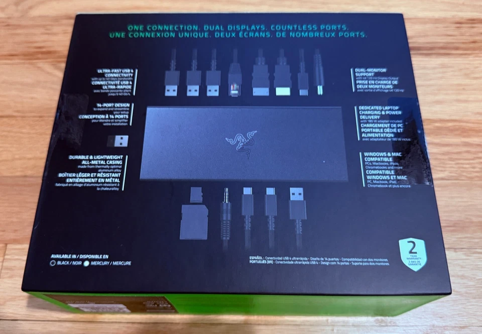 NEW Razer USB 4 Dock – USB C, 12-in-1 Multiport Adapter, 4K at 120 Hz, HDMI, DP - Image 2 of 4