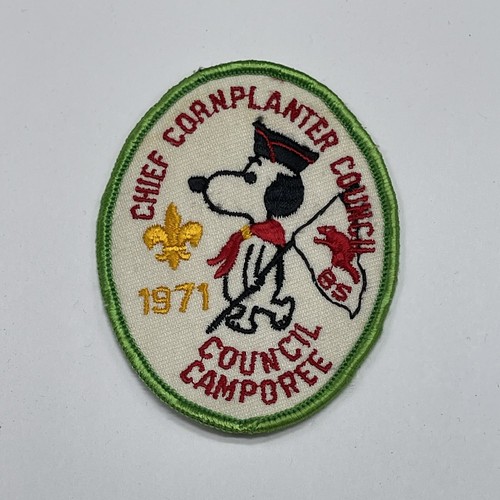 Chief Cornplanter Council Patch Camporee Boy Scout Badge BSA 1971 Vintage Snoopy