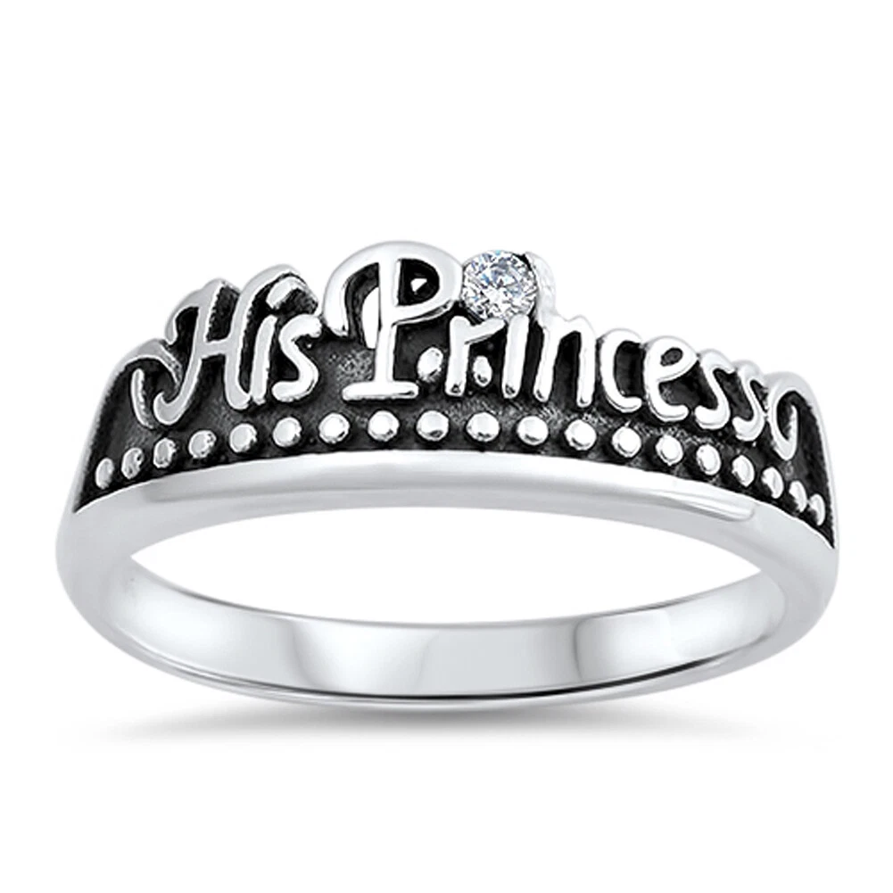 Halo Princess Crown Promise Ring In 925 Sterling Silver With Silver Or Rose  optional