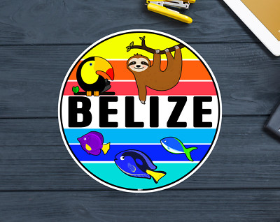 Belize Scuba Decal Sticker 3'' Indoor Outdoor Sloth Toucan Tropical Travel Diving