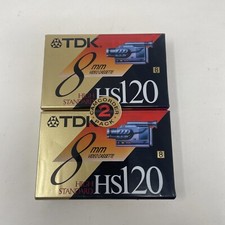2 TDK NOS 8mm High Standard Camcorder Video Cassette Tapes HS120 NEW/SEALED