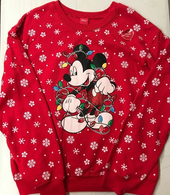 NEW Disney Mickey Mouse Light Up Christmas Sweater SIZE Juniors Women