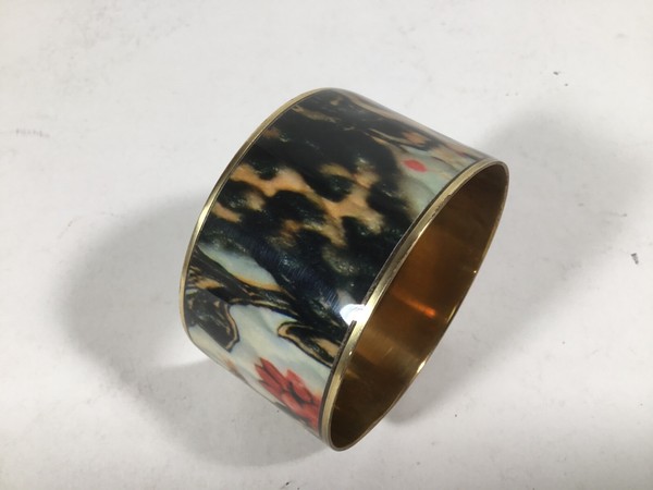 Alternate view of Gold Plated Tortoise/marble Design Printed Cuff Bangle Bracelet New