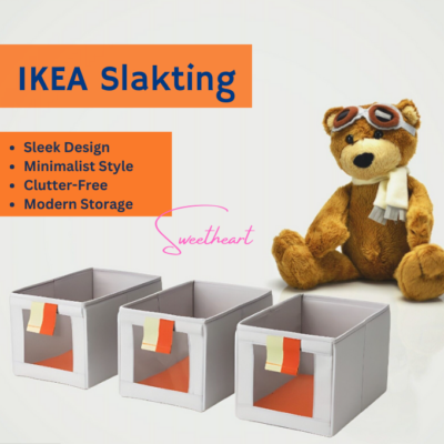 IKEA Organizer Boxes 3-Pack Grey Orange Child-Friendly Space