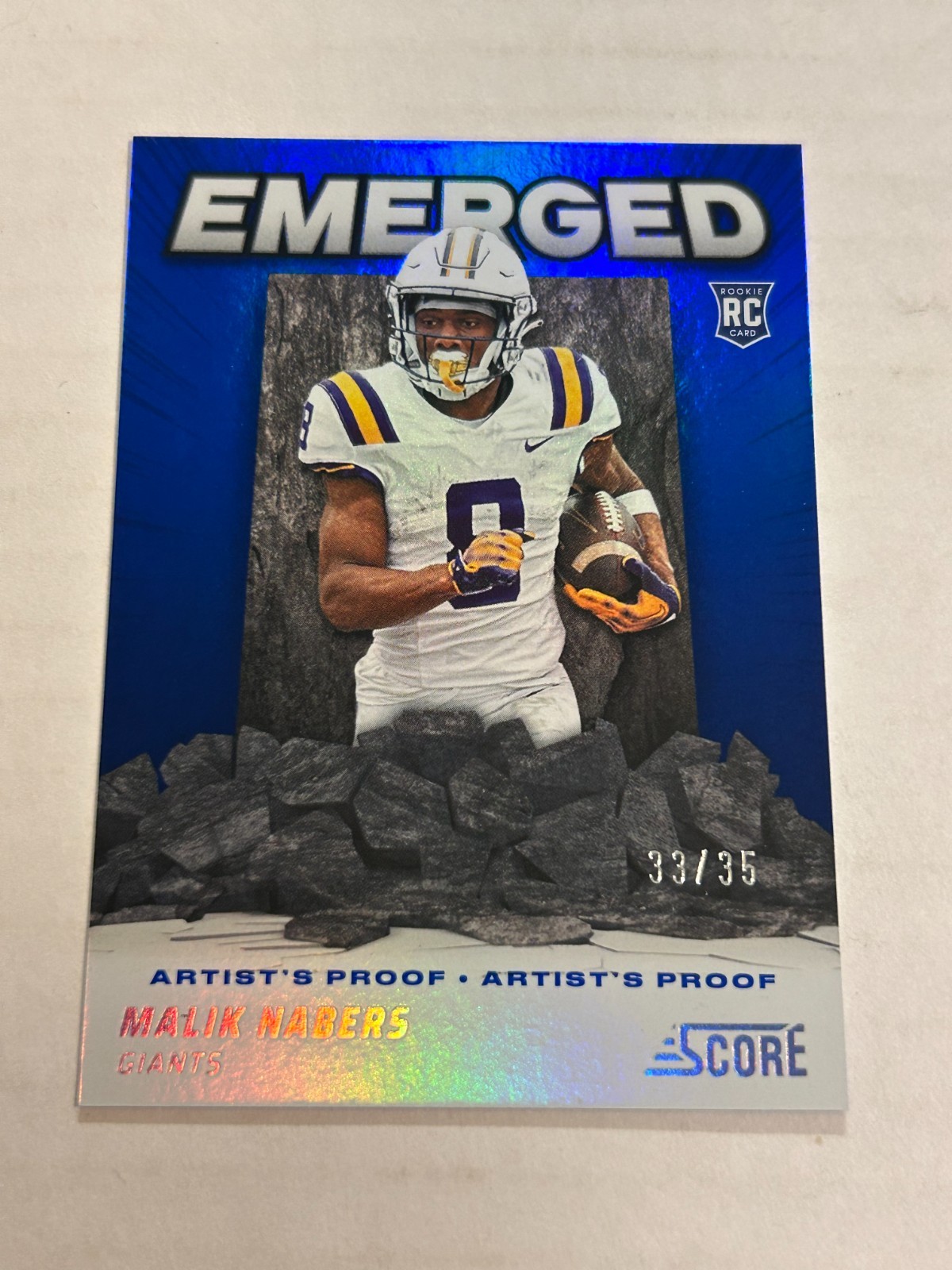 2024 PANINI SCORE MALIK NABERS 33/35 EMERGED ARTIST'S PROOF BLUE ROOKIE SSP KS1