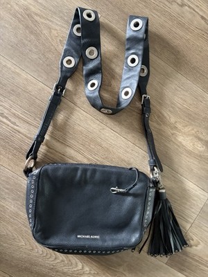 Michael Kors Brooklyn Leder Kamera Umhängetasche Schwarz & Silber Designer