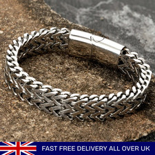 Double Curb Chain Bracelets For Men Stainless Steel Punk