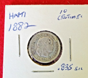 Foreign Coin       HAITI 1882  10 Centimes    SILVER Circulated