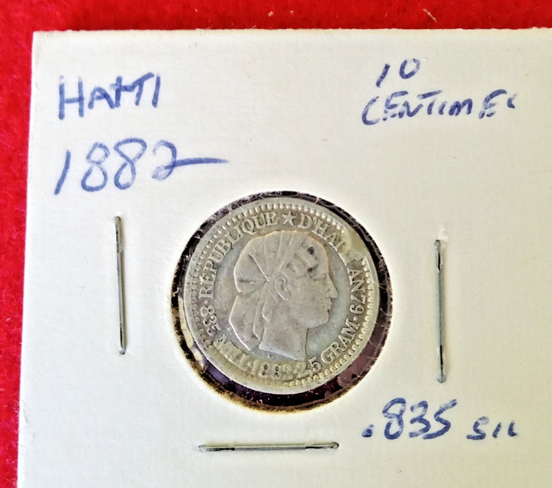 Foreign Coin       HAITI 1882  10 Centimes    SILVER Circulated