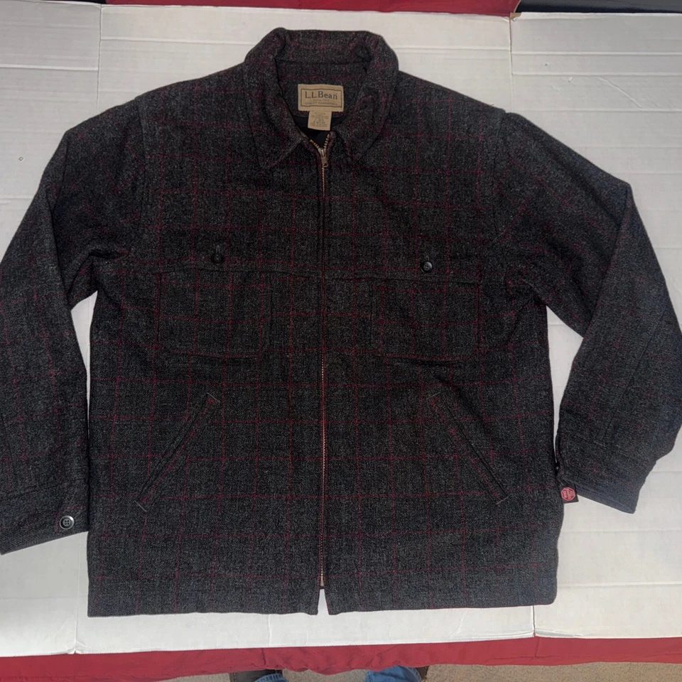 LL BEAN Vintage Wool Coat Malone  Large Woolrich MACKINAW Wind Stopper Shacket - Image 3 of 4