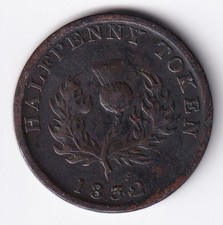 Province Of Nova Scotia 1832 1/2 One Half Penny Copper Coin #2