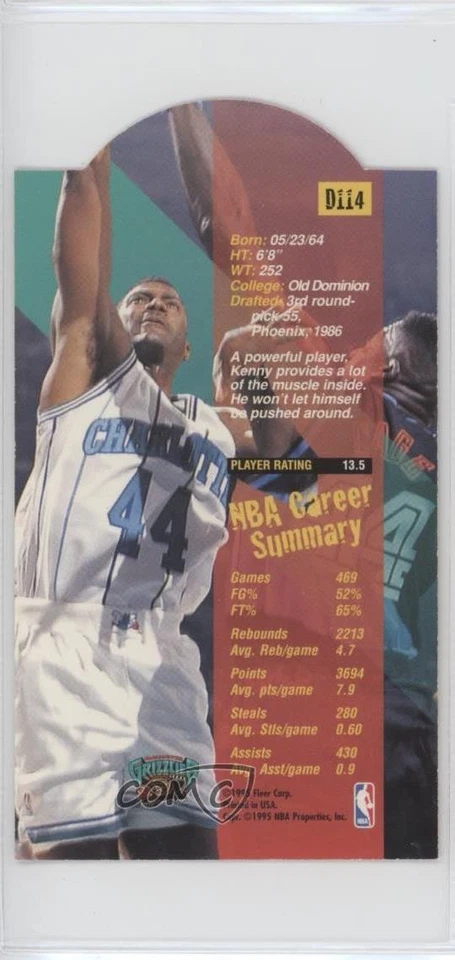 1995-96 Fleer NBA Jam Session Die-Cut Kenny Gattison #D114 - Image 2 of 2