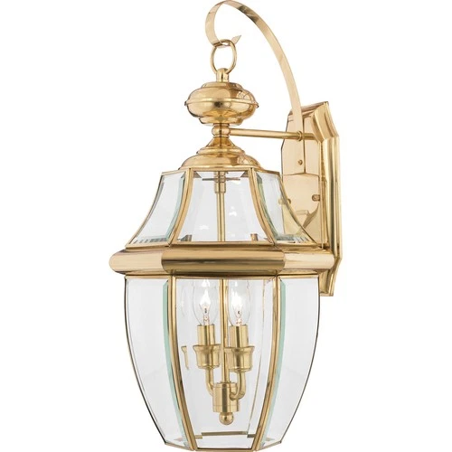 Quoizel NY8317 Brass Newbury 2-Light 20"H Outdoor Wall Sconce With Clear Glass - Picture 1 of 9