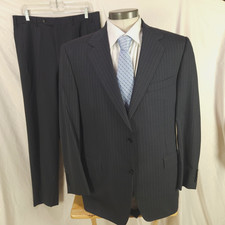 Canali EU 54R US 44R Wool Two Button Suit Gray Pinstripe Pants 34 x 30