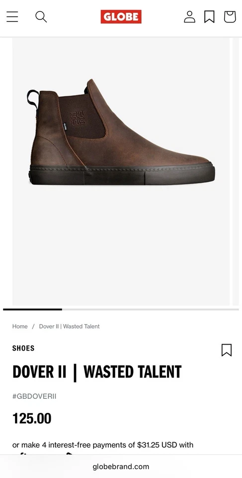 Sz 9.5 Globe x Wasted Talent Dover II. Brown & Black. European Market Only Size. - Image 3 of 4