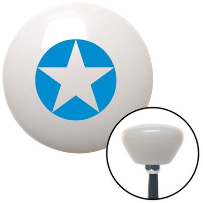 Blue Star in Circle Outline White Retro Shift Knob w/ M16x1.5 Insert Shifter