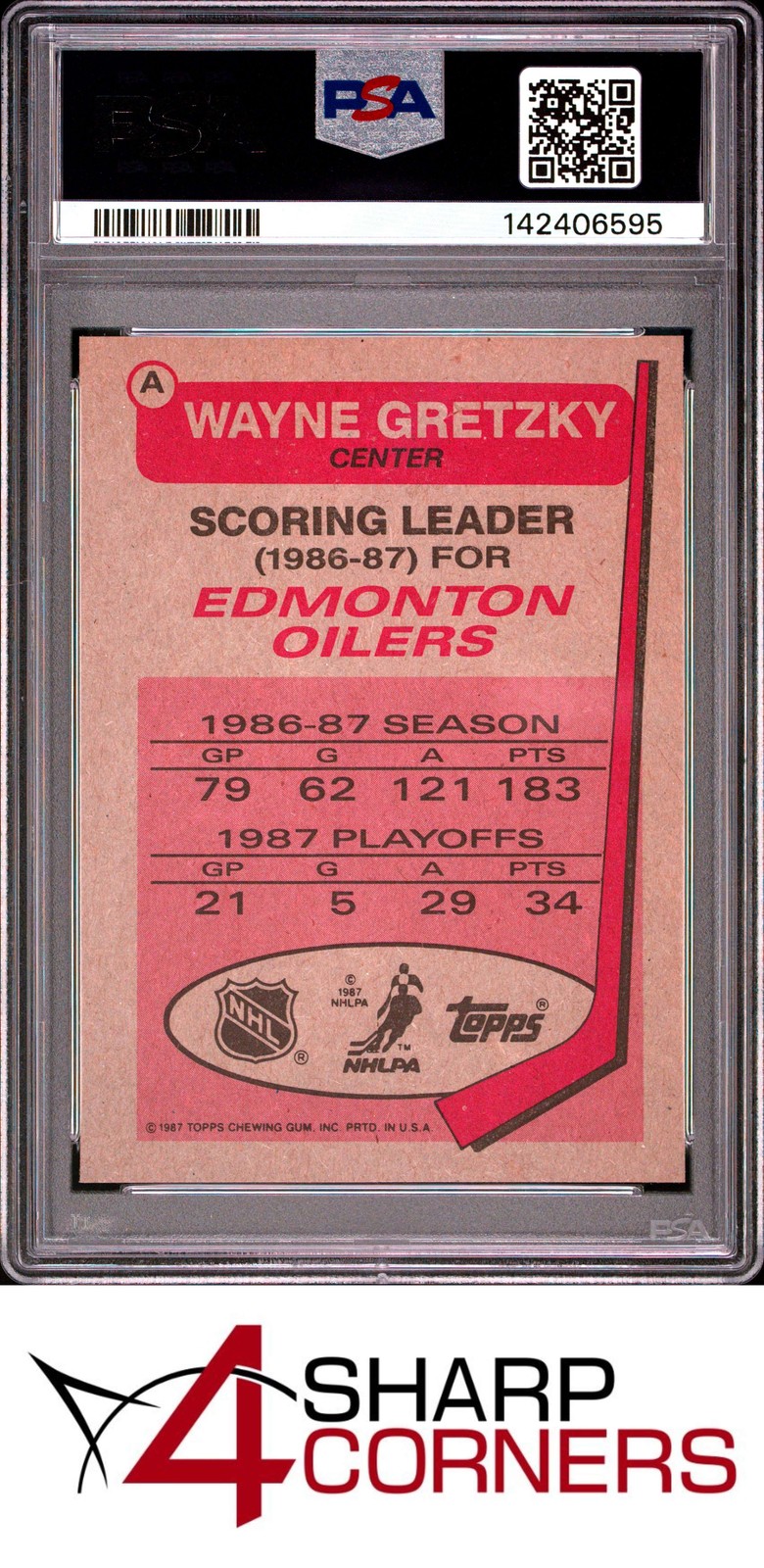 1987 TOPPS BOX BOTTOMS HAND CUT #A WAYNE GRETZKY HOF PSA 5 view 2