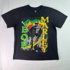 Bob Marley Men L Black Graphic T-Shirt Zion Rootswear Reggae Music