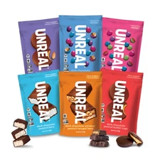 UNREAL Variety Pack 6 Bags | Less Sugar, Non-GMO, Fair Trade Snacks