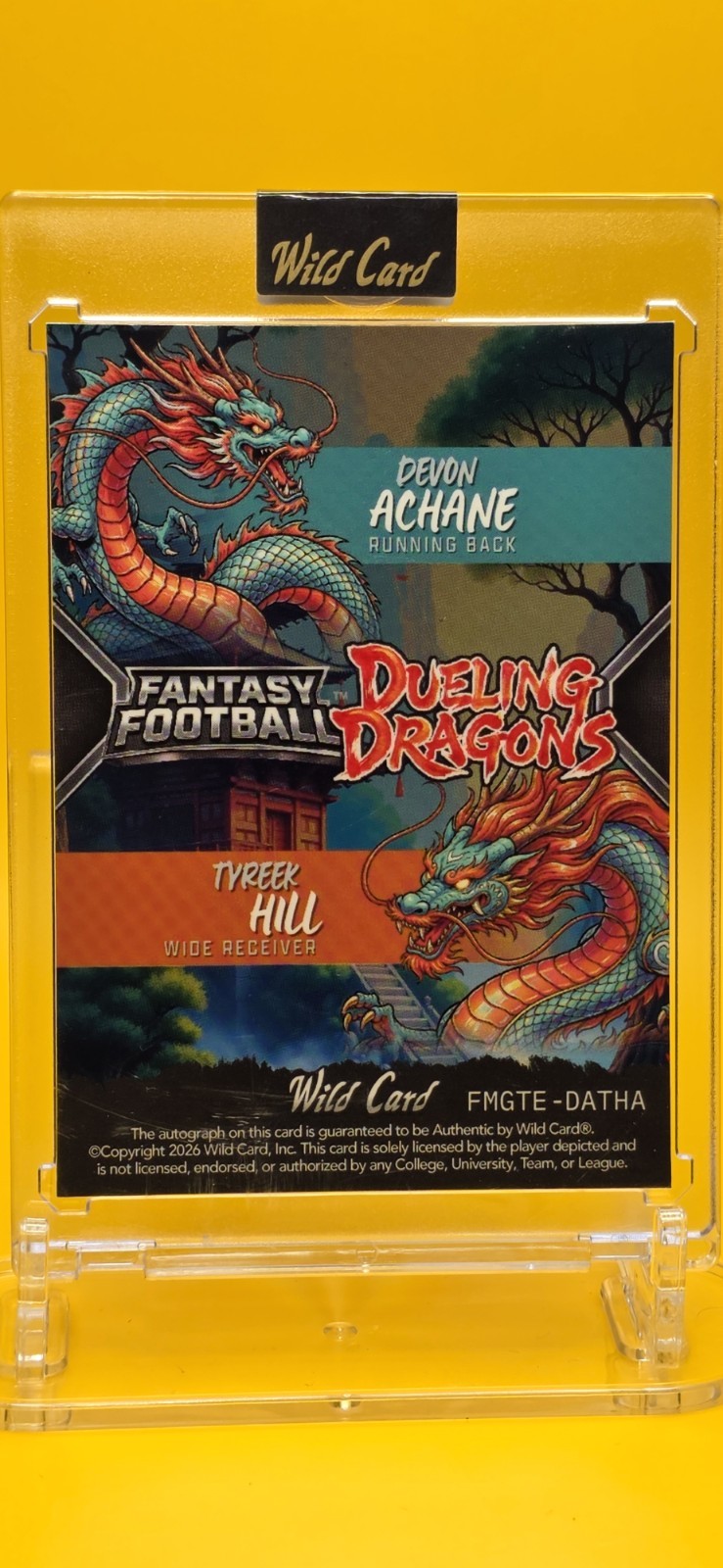 ✍️ 2026 Wild Card Manga Dueling Dragons De'Von Achane Tyreek Hill Dual Auto 1/1 view 2