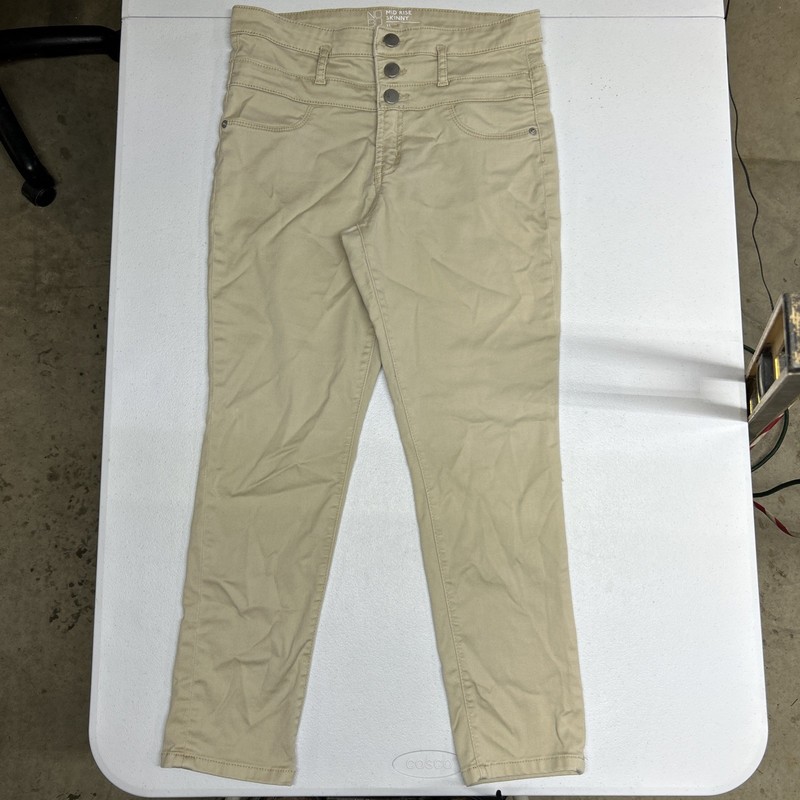 NOBO Women/Junior Size 11 Mid Rise Skinny Tan Khaki Stretch 3-Button Jeans