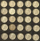 Set of 25 Circulated Roosevelt 90% Silver Dimes (5 Dimes Each Year 1960-1964)