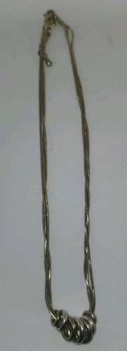 Napier Two Tone Multistrand Chain Choker Collar Necklace Graduated 2 Tone Rings
