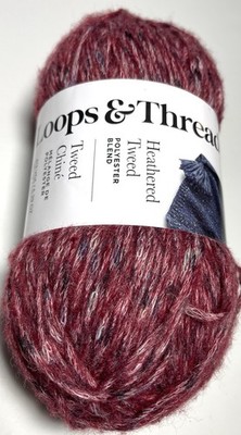 LOOPS & THREADS COZY Wool TWEED 1 Ball. RUBY. I Combine Ship, See Detail