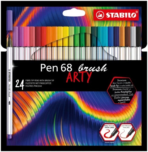 STABILO Marqueur Avec Pointe Pinceau À Pen 68 Brush 24 Couleurs