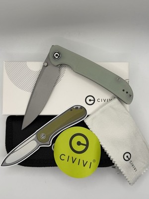 Civivi Imperium Natural G10 Gray Liner Lock Stonewashed Pocket Knife New C2107A