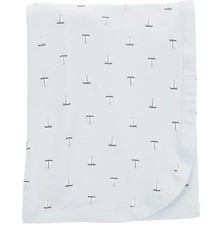 NWT Carters Purely Soft Blue Sailboat Thin Stretchy Swaddling Baby Boy Blanket