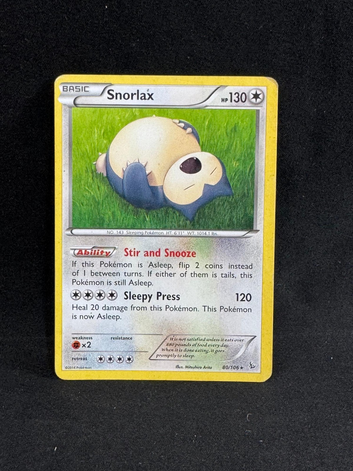 Snorlax 80/106 Rare Flashfire Pokemon Heavily Played
