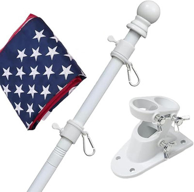 Flag Pole Kit with 3X5 American Flag - Includes 5Ft Heavy Duty Tangle Free Flagp