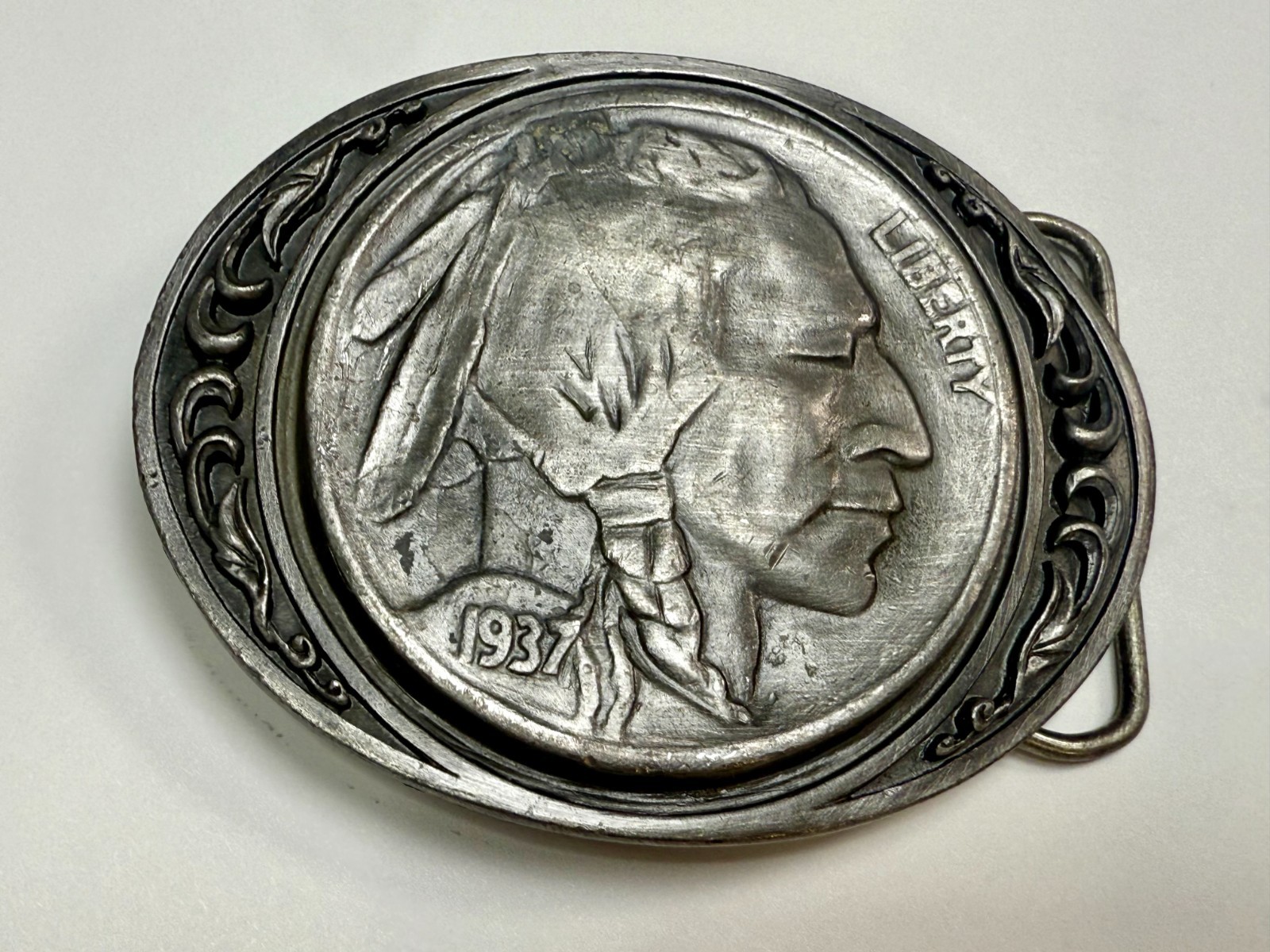 Indian Chief Head Coin Liberty 1937 Vintage 1988 Siskiyou Belt Buckle N-80