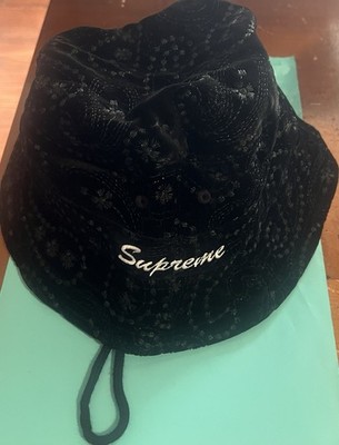 Supreme Velvet Paisley Boonie Size Small/Medium Black FW23 | eBay