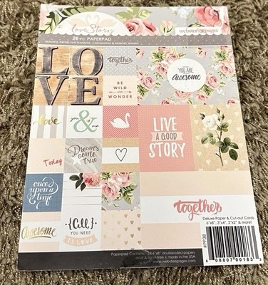 Webster's Pages LOVE STORY 6x8 Paper Pad 2-Sided 24 Pages 8 Designs