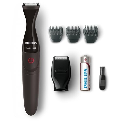 Tondeuse de précision Philips Series 1000 noire avec 3 sabots pour barbe