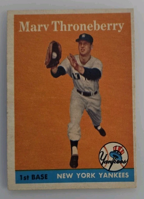 1958 Topps #175 Marv Throneberry New York Yankees RC - VG