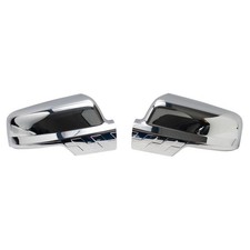 TRQ Left Right Mirror Cap Set Chrome Turn Signal Checkered Flag Style Compa...