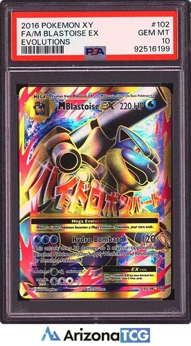 Pokemon 2016 M Blastoise EX 102/108 Full Art Evolutions GEM MINT PSA 10