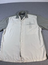 Nat Nast Men  s Luxury Originals 100 Silk Camp Shirt Gray/White Size L Bowling
