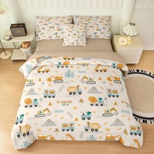 6pc Construction Comforter Set for Boys,Full Size Tractor Bedding Sets for Te...