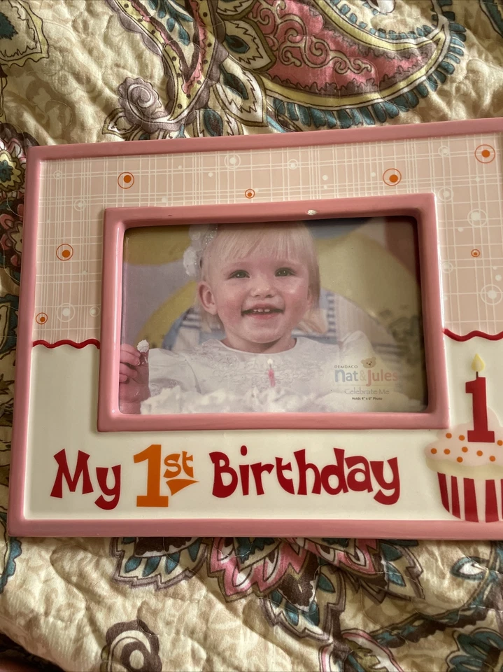 "Marco de fotos de cerámica de mi primer cumpleaños de Nat and Jules 10"" X 7""" Foto 2 de 4
