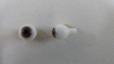 Yeux sur tige fer poupée ancienne Marron 9 mm Brown eyes for antique doll