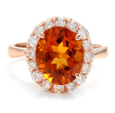2.70Ct Natural Madeira Citrine and Diamond 14K Solid Rose Gold Ring